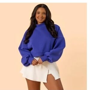 Blogilates Women's Marshmallow Mockneck Sweatshirt, 1X - Royal Blue